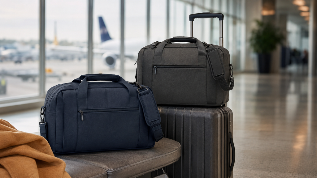 Carry-On Duffel Packing Layout for Shoes, Clothes, and Toiletries