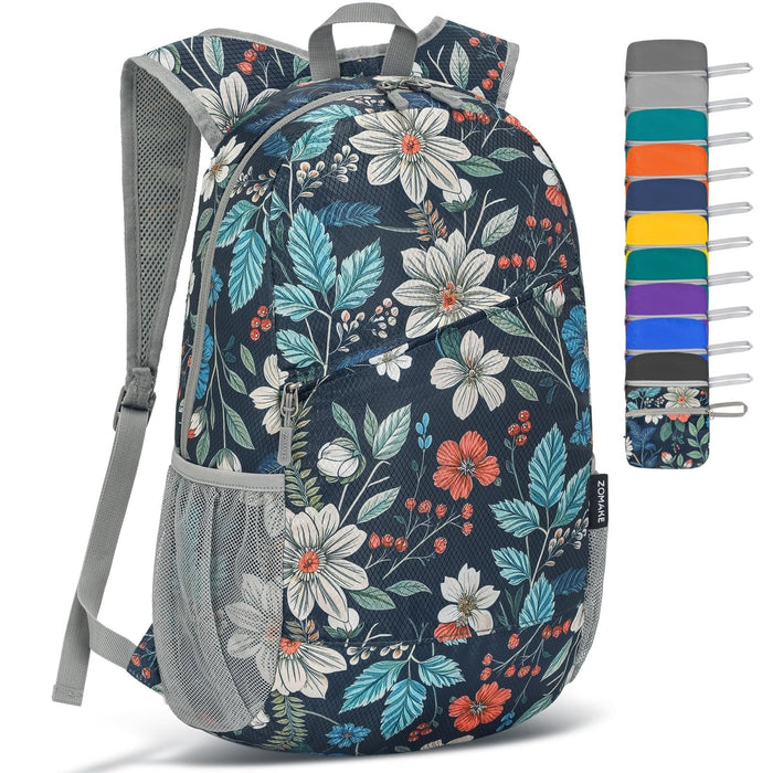 Floral ZOMAKE lightweight packable backpack selected for a family travel guide