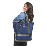Biaggi CARRY CUBE TOTE - Versatile Travel Tote with Detachable Zipcube and Trolley Sleeve - Your Ultimate Travel Companion (Navy Blue)