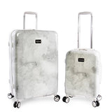 BEBE Women's Lilah 2 Piece Set Suitcase with Spinner Wheels, Silver Marble, One Size