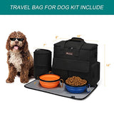 Dog Travel Bag by Modoker - Dog Travel Kit for a Weekend Away Set Includes Pet Travel Bag Organizer for Accessories, 2 Collapsible Dog Bowls, 2 Travel Dog Food Container (Black) - backpacks4less.com