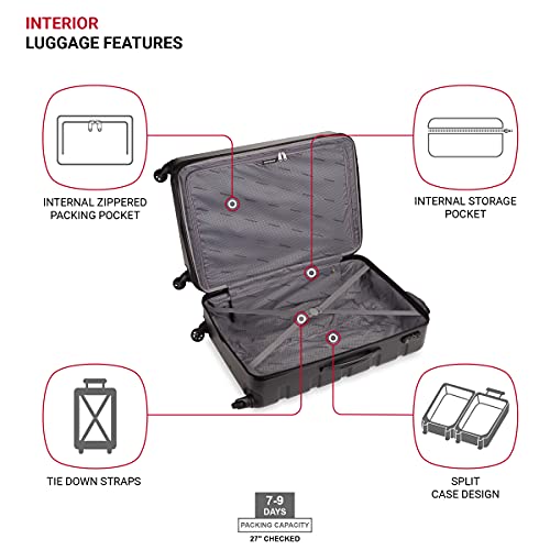SwissGear 7366 Hardside Expandable Luggage with Spinner Wheels, Black, Checked-Large 27-Inch - backpacks4less.com