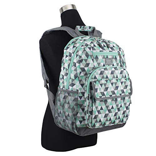 Eastsport Tech Backpack, Mint/Ash Gray/Triangle Print - backpacks4less.com