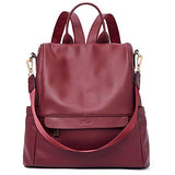 CLUCI Women Backpack Purse Fashion Leather Large Travel Bag Ladies Shoulder Bags Wine Red