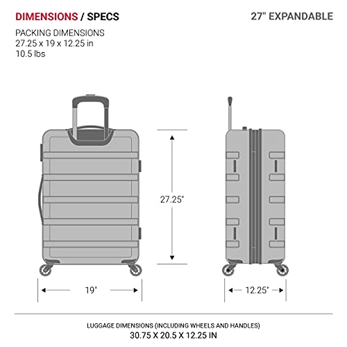 SwissGear 7366 Hardside Expandable Luggage with Spinner Wheels, Black, Checked-Large 27-Inch - backpacks4less.com