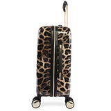 BEBE Women's Adriana 21" Hardside Carry-on Spinner Luggage,Telescoping Handles, Leopard, One Size