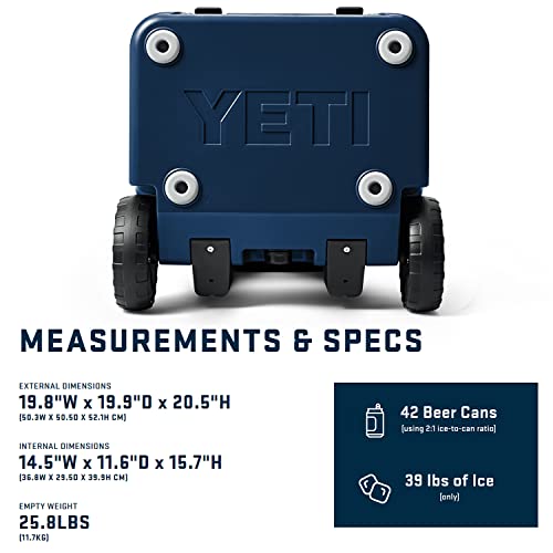 YETI Roadie 48 Wheeled Cooler with Retractable Periscope Handle, Navy - backpacks4less.com