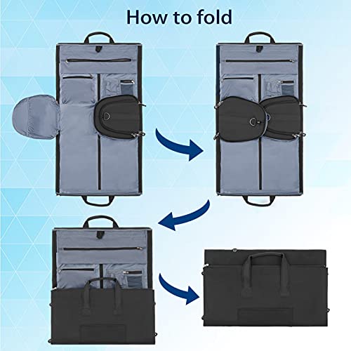 BUG Garment Bags, Convertible Garment Bag with Shoulder Strap, Shoes Compartment, Carry on Travel Suit Bags, 2 in 1 Garment Duffle Bag for Men Women Weekender Bag (Extra Large Dark Black) - backpacks4less.com