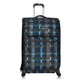 LUCAS Designer Luggage Collection - Expandable 28 Inch Softside Bag - Durable Large Ultra Lightweight Checked Suitcase with 4-Rolling Spinner Wheels (Old School Navy)