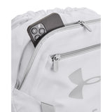 Under Armour unisex-adult Undeniable Sackpack , (100) White / Halo Gray / Halo Gray , One Size Fits Most