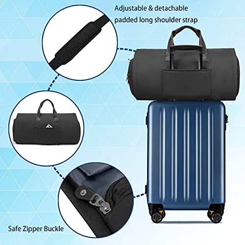 BUG Garment Bags, Convertible Garment Bag with Shoulder Strap, Shoes Compartment, Carry on Travel Suit Bags, 2 in 1 Garment Duffle Bag for Men Women Weekender Bag (Extra Large Dark Black) - backpacks4less.com