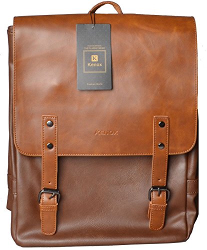 Kenox Vintage PU Leather Laptop Backpack Knapsack Rucksack Weekender Daypack Bag - backpacks4less.com