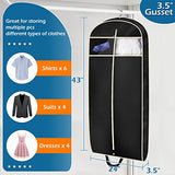 MISSLO 43" Gusseted Travel Garment Bag with Accessories Zipper Pocket Breathable Suit Garment Cover for Shirts Dresses Coats, Black - backpacks4less.com