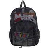 Eastsport Heavy Duty, Mesh, See-Through, Semi-Transparent Backpack with Bungee and Comfortable Padded Straps - Black - backpacks4less.com