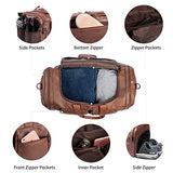 Leather Travel Bag with Shoe Pouch,Weekender Overnight Bag Waterproof Leather Large Carry On Bag Travel Tote Duffel Bag for Men or Women-Brown - backpacks4less.com