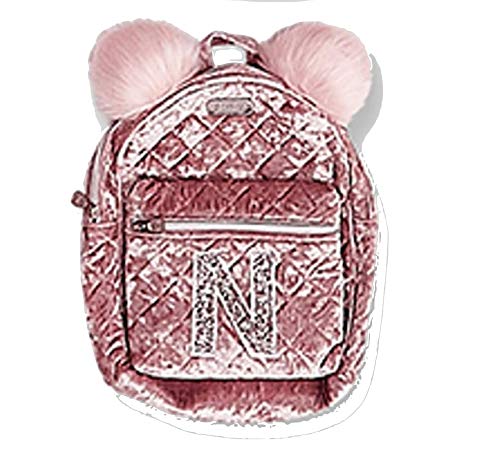 Justice Velvet quilted initial MINI Backpack Tickled Pink (N) - backpacks4less.com