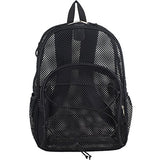 Eastsport Heavy Duty, Mesh, See-Through, Semi-Transparent Backpack with Bungee and Comfortable Padded Straps - Black - backpacks4less.com
