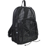 Eastsport Heavy Duty, Mesh, See-Through, Semi-Transparent Backpack with Bungee and Comfortable Padded Straps - Black