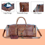 Leather duffle bags large 24 Inch Square Duffel Travel Gym Sports Overnight Weekender Leather Bag for men and women by KPL - backpacks4less.com