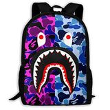 Shark Pattern Blood Backpack For Travel Laptop Daypack 3D Print Bag For Men