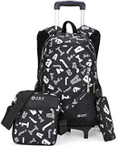 Meetbelify 3pcs Kids Rolling Backpacks Luggage Six Wheels Trolley School Bags ... (Black)