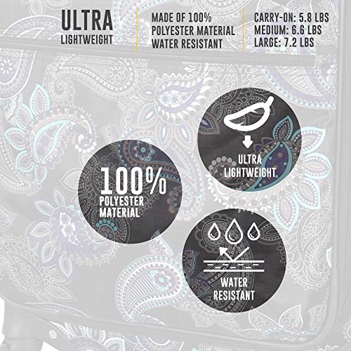 LUCAS Designer Luggage - Expandable 28 Inch Softside Bag with Pattern- Durable Large Ultra Lightweight Checked Suitcase with 4-Rolling Spinner Wheels (Diva)