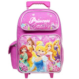 Disney Large Rolling Backpack Princess w/ Flowers Pink School Bag New a03887