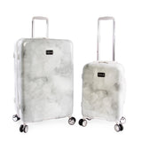 BEBE Women's Lilah 2 Piece Set Suitcase with Spinner Wheels, Grey Marble, One Size