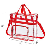 Magicbags Clear Tote Bag Stadium Approved,Adjustable Shoulder Strap and Zippered Top,Stadium Security Travel & Gym Clear Bag, Perfect for Work, School, Sports Games and Concerts-12" x12" x6"(Red) - backpacks4less.com