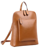 Heshe Women's Vintage Leather Backpack Casual Daypack for Ladies and Girls (Brown-R-D)