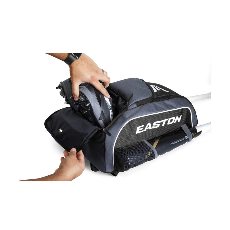 EASTON GAME READY Bat & Equipment Backpack Bag | Baseball Softball | 2020 | Black | 2 Bat Pockets | Vented Main Compartment | Vented Shoe Pocket | Zippered Valuables Pocket | Fence Hook - backpacks4less.com