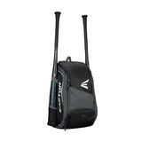 EASTON GAME READY Bat & Equipment Backpack Bag | Baseball Softball | 2020 | Black | 2 Bat Pockets | Vented Main Compartment | Vented Shoe Pocket | Zippered Valuables Pocket | Fence Hook