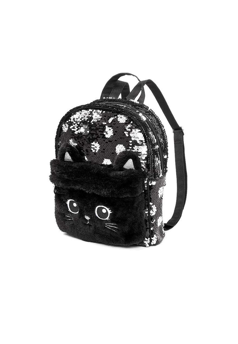 Justice Black Cat Flip Sequin Mini Backpack - backpacks4less.com