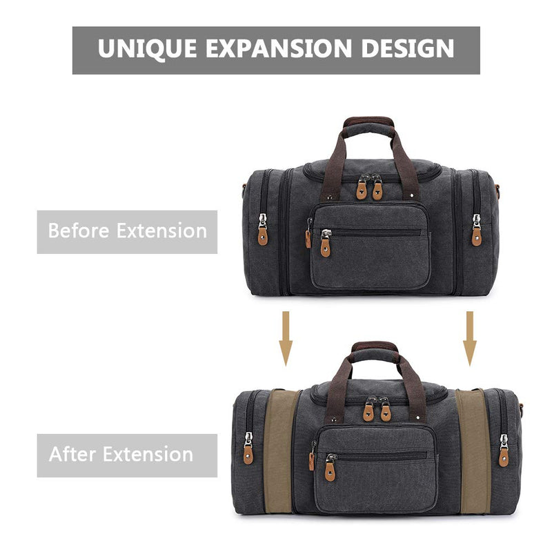 Plambag Canvas Duffle Bag for Travel, 50L Duffel Overnight Weekend Bag(Dark Gray) - backpacks4less.com