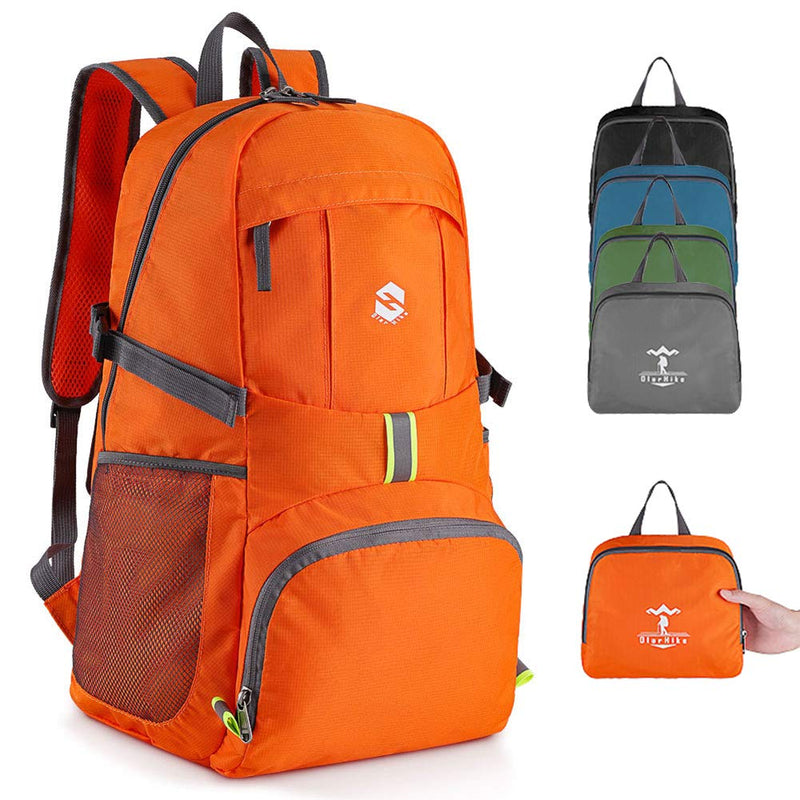 Lightweight Travel Backpack, 35L Water Resistant Packable Traveling/Hiking Backpack Daypack for Men & Women, Multipurpose Use, Orange - backpacks4less.com