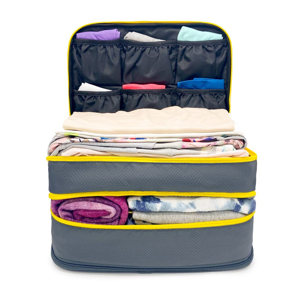 Biaggi Double Deck Compression Cube - Expandable Travel Organizer Bags for Suitcases, Lightweight, Zipper Packing Cubes for Women & Men's Travel Essentials