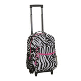 Rockland Luggage 17 Inch Rolling Backpack, ZEBRA PINK