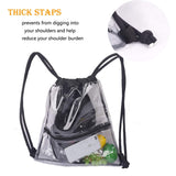 Heavy-duty Large Clear Drawstring Bag Waterproof PVC Drawstring Backpack With Front And Inner Pockets - backpacks4less.com