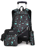 Meetbelify 3pcs Kids Rolling Backpacks Luggage Six Wheels Trolley School Bags ... (Green)