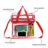 Magicbags Clear Tote Bag Stadium Approved,Adjustable Shoulder Strap and Zippered Top,Stadium Security Travel & Gym Clear Bag, Perfect for Work, School, Sports Games and Concerts-12" x12" x6"(Red) - backpacks4less.com