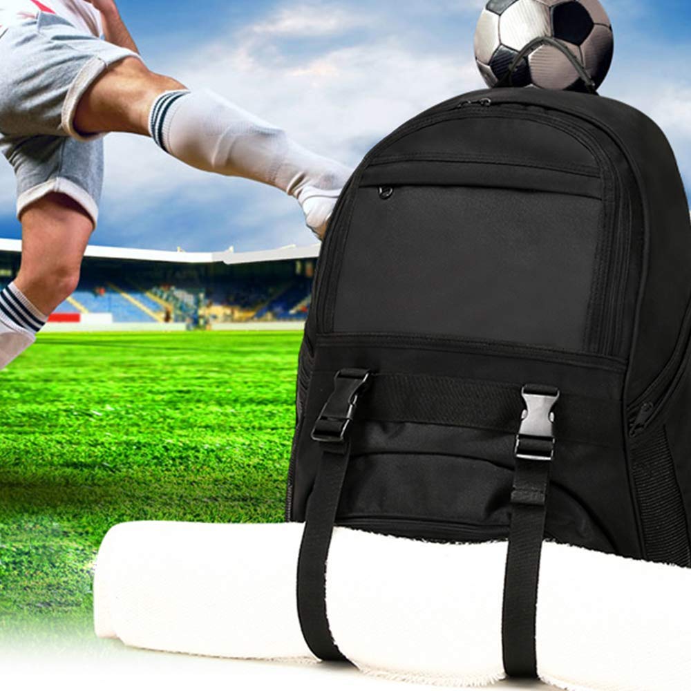 Youth Soccer Bags - Sports Backpacks for Soccer, Basketball, Football with Ball Holder for Boys Girls - Black - backpacks4less.com