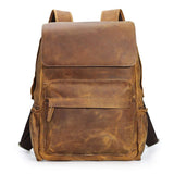 Tiding Retro 15.6 Inch Genuine Cowhide Leather Laptop Backpack Large Capacity Travel Bag Schoolbag Bookbag Daypack for Men