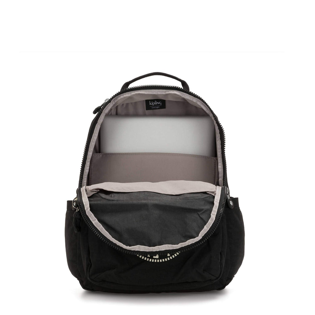 Kipling Seoul Large 15" Laptop Backpack Lively Black - backpacks4less.com
