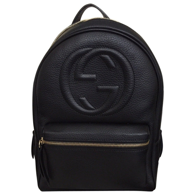 Gucci Soho Black Backpack Calf Leather Backpack Ladies Bag Italy New - backpacks4less.com