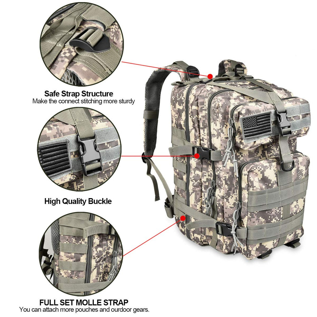 NOOLA Military Tactical Backpack Large Army Assault Pack Molle Bag Rucksack ACU - backpacks4less.com