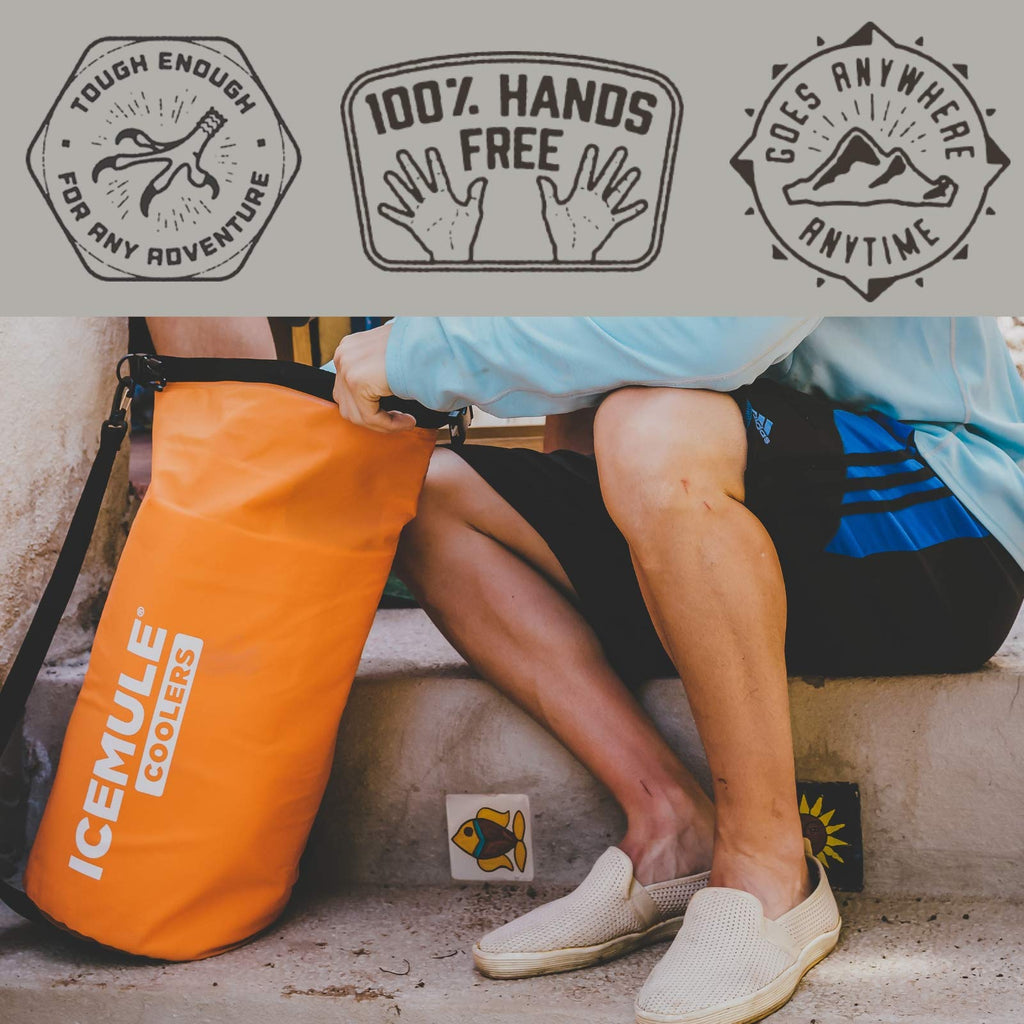 ICEMULE Classic Insulated Backpack Cooler Bag - Hands-Free, Collapsible, and Waterproof, This Portable Cooler is an Ideal Sling Backpack for Hiking, The Beach, Picnics and Camping-Medium, Blaze Orange - backpacks4less.com