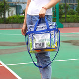 Magicbags Clear Tote Bag Stadium Approved,Adjustable Shoulder Strap and Zippered Top,Stadium Security Travel & Gym Clear Bag, Perfect for Work, School, Sports Games and Concerts-12" x12" x6"(Blue) - backpacks4less.com