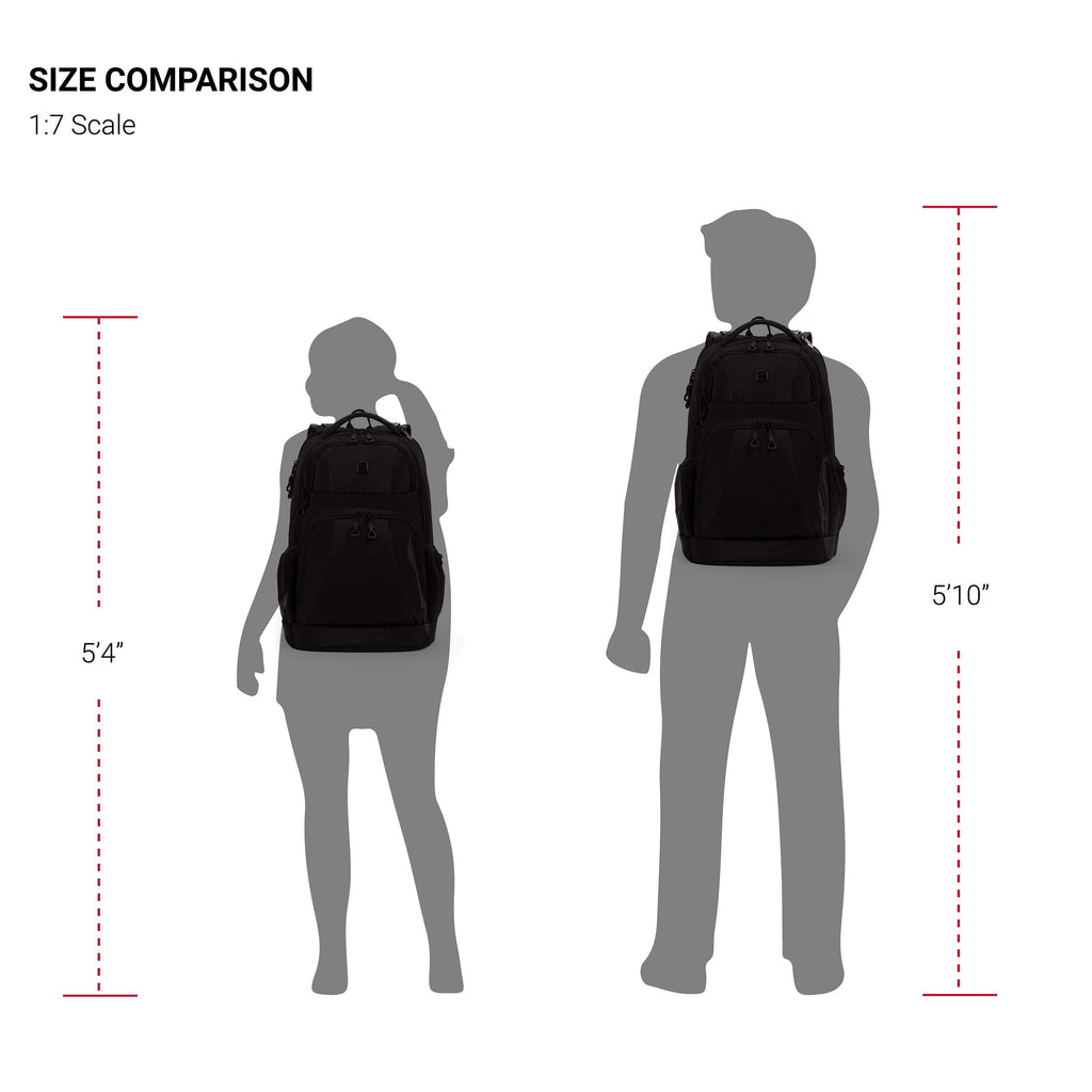 SWISSGEAR Large Padded 15-inch Laptop Backpack | Work, School, Commute | Men's and Women's - Black - backpacks4less.com