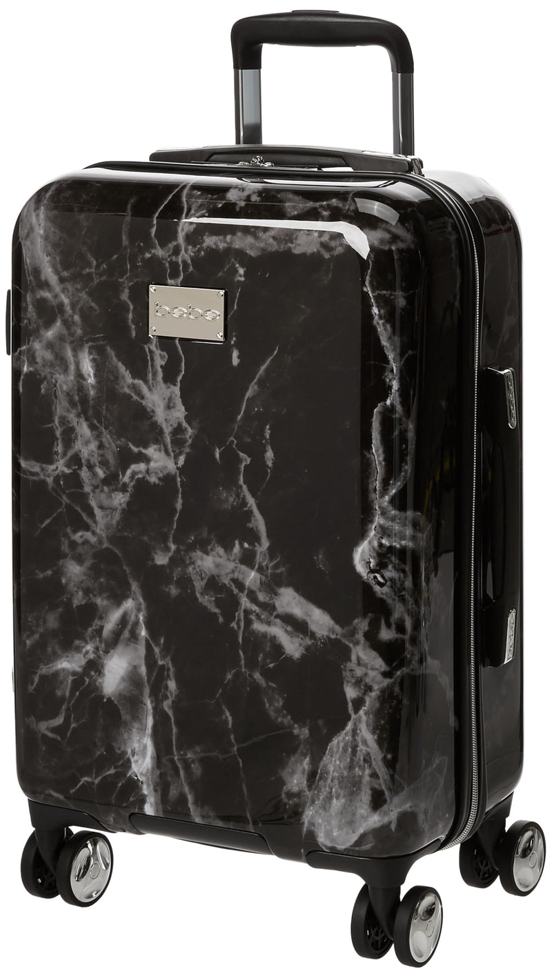 BEBE Luggage Reyna Hardside Carry-on Spinner, Black Marble, One Size