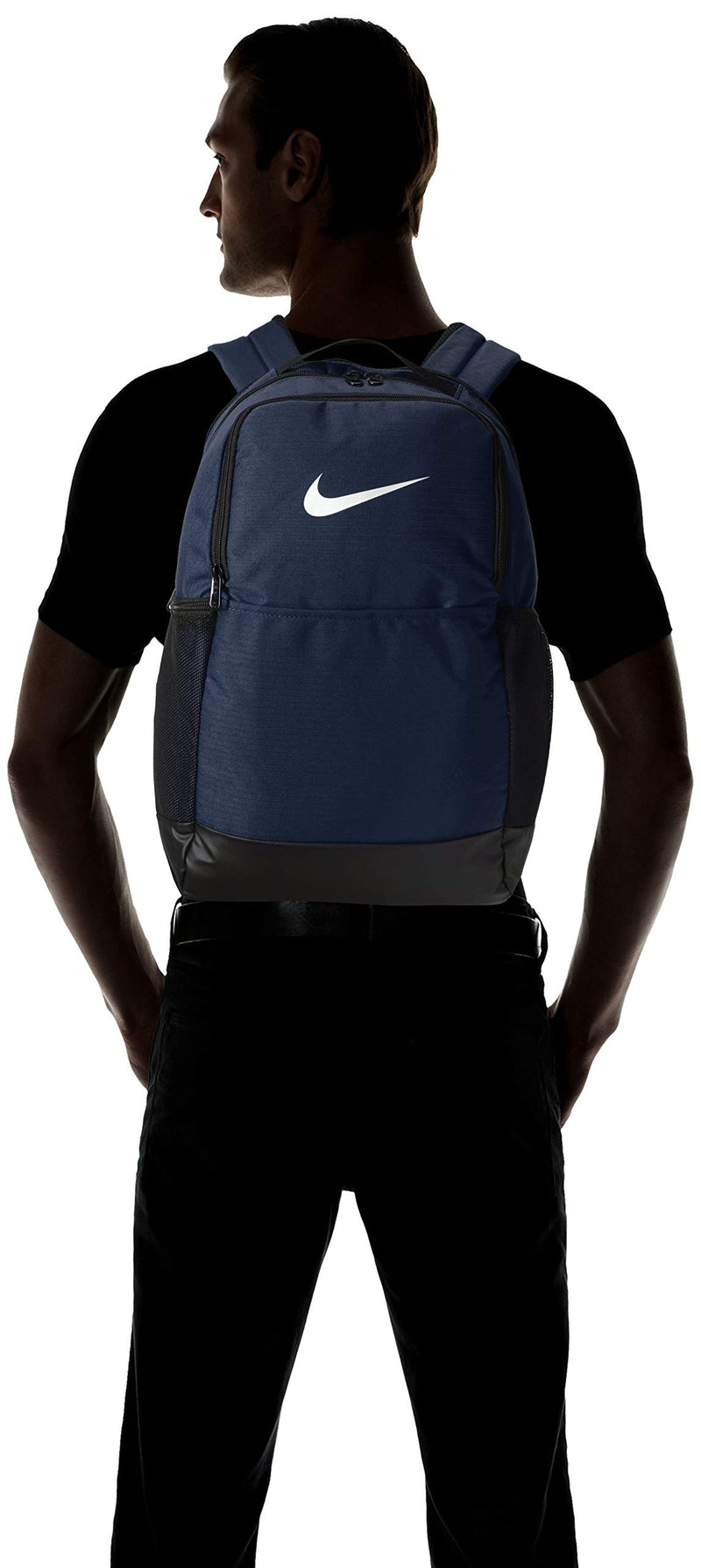 Nike Brasilia Medium Training Backpack, Nike Backpack for Women and Men with Secure Storage & Water Resistant Coating, Midnight Navy/Black/White - backpacks4less.com